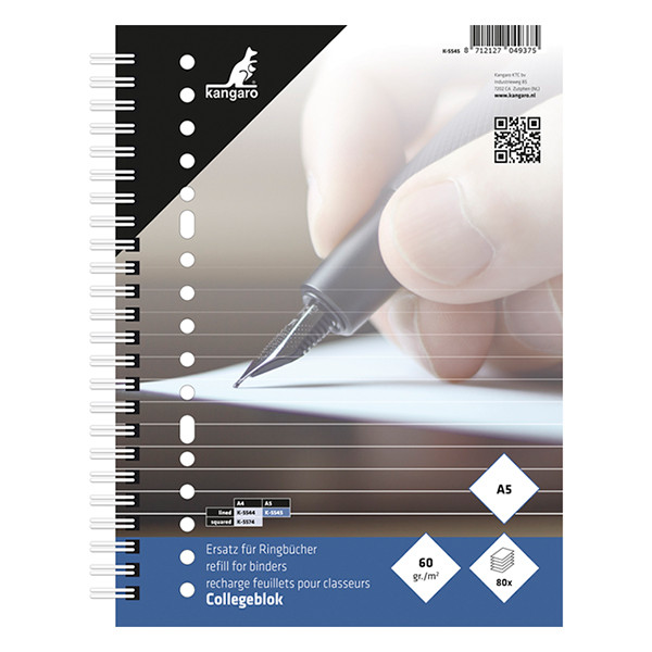 Kangaro cahier à spirale A5 ligné 60 g/m² 80 feuilles (17 trous) 205078 - 1
