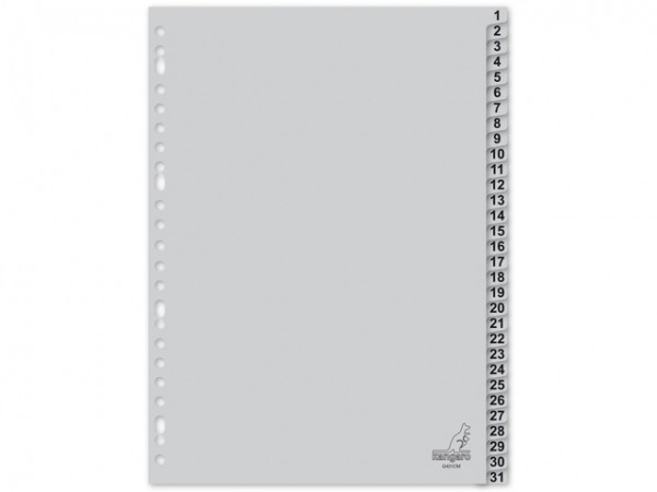Kangaro intercalaires A4 en plastique avec 31 onglets (23 trous) - gris 205473 - 1