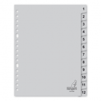 Kangaro intercalaires A5 en plastique avec 12 onglets 1-12 (17 trous) - gris 206759