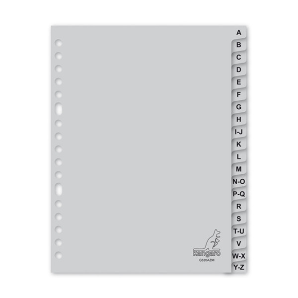 Kangaro intercalaires A5 en plastique avec 20 onglets A-Z (17 trous) - gris 205178 - 1