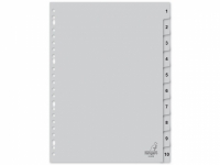 Kangaro intercalaires en plastique A4 avec 10 onglets (23 trous) - gris 205472