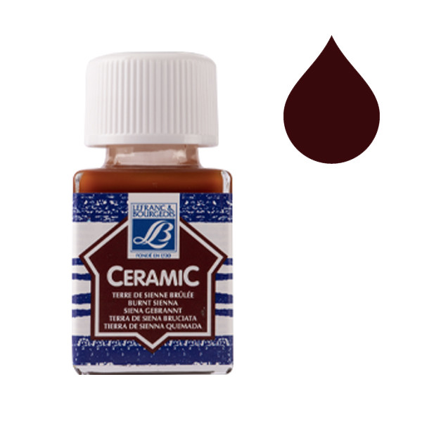 Lefranc Bourgeois Ceramic peinture pour verre et porcelaine 481 (50 ml) - terre de Sienne brûlée 405127 - 1