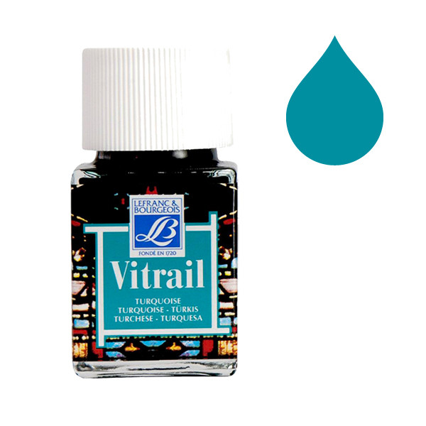 Lefranc Bourgeois Vitrail peinture pour verre et porcelaine 050 (50 ml) - bleu turquoise 405095 - 1