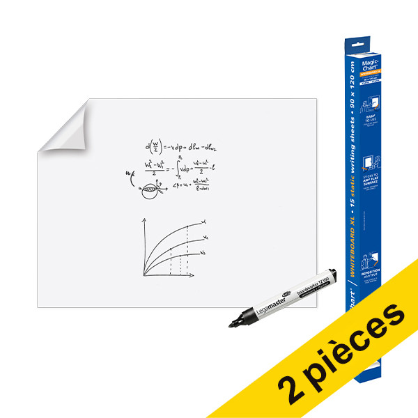 Offre : 2x Legamaster Magic-Chart XL feuille de tableau blanc 90 x 120 cm (15 feuilles) 261995 - 1