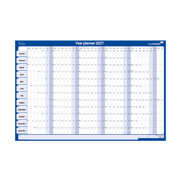 Legamaster planning annuel 2027 horizontal 60 x 90 cm ANG 262593 - 1