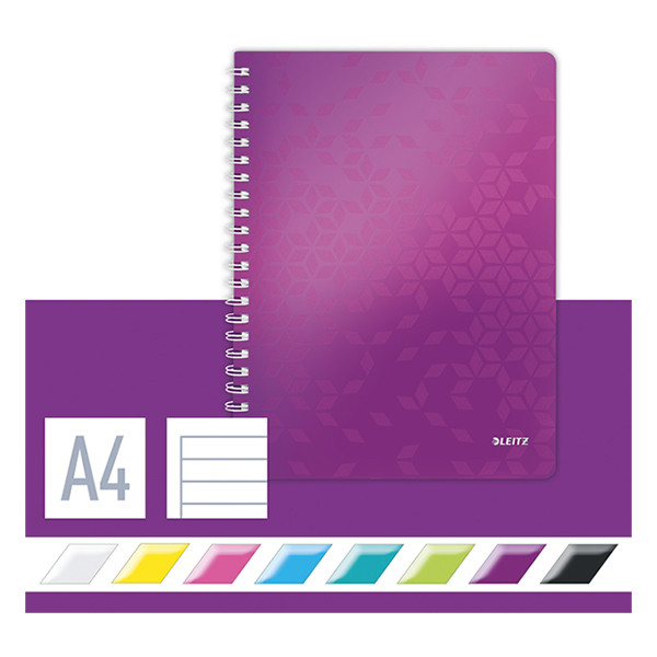 Leitz 4637 WOW cahier à spirale A4 ligné 80 g/m² 80 feuilles - violet métallisé 211985 - 3