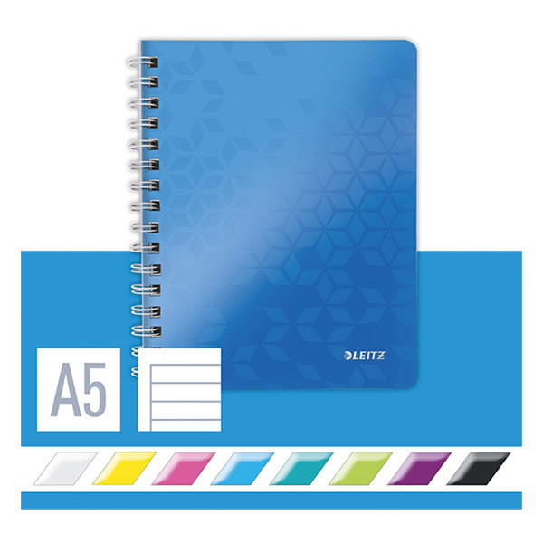 Leitz 4639 WOW cahier à spirale A5 ligné 80 g/m² 80 feuilles (2 trous) - bleu métallisé 211994 - 4