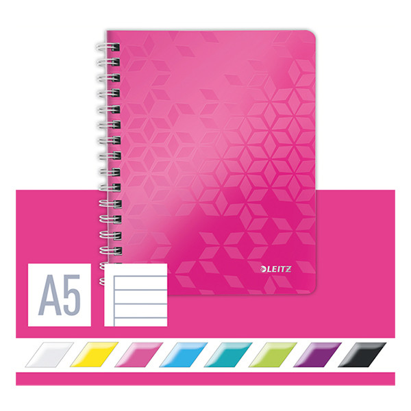 Leitz 4639 WOW cahier à spirale A5 ligné 80 g/m² 80 feuilles (2 trous) - rose métallisé 211993 - 5