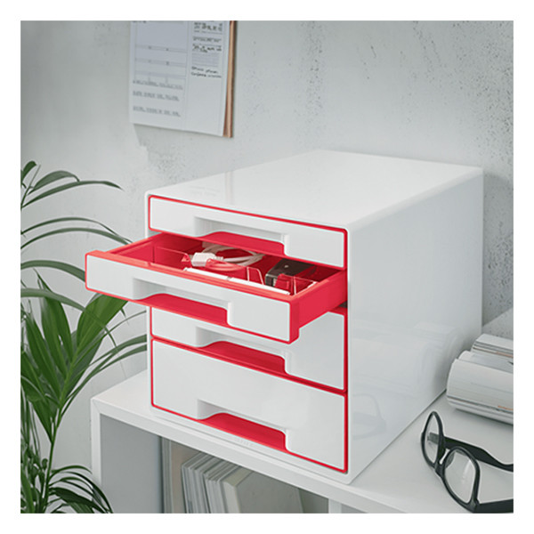 Leitz 5213 WOW module de classement (4 tiroirs) - rouge 227651 - 3