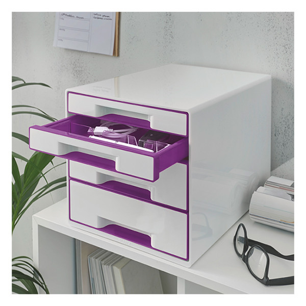Leitz 5213 WOW module de classement (4 tiroirs) - violet métallisé 202538 - 3