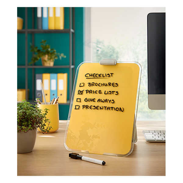 Leitz Cosy chevalet de bureau en verre avec marqueur - jaune foncé 226427 - 6