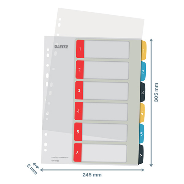 Leitz Cosy intercalaires imprimables en carton A4 avec 6 onglets (11 trous) 226366 - 3
