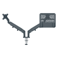 Leitz Ergo bras double pour écran et ordinateur portable à faible encombrement (avec pince et obturateur passe-câble) - gris foncé 226601