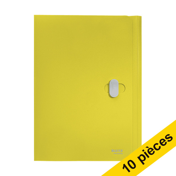 Offre: 10x Leitz Recycle chemise en plastique à 3 rabats A4 avec fermeture - jaune 227584 - 1
