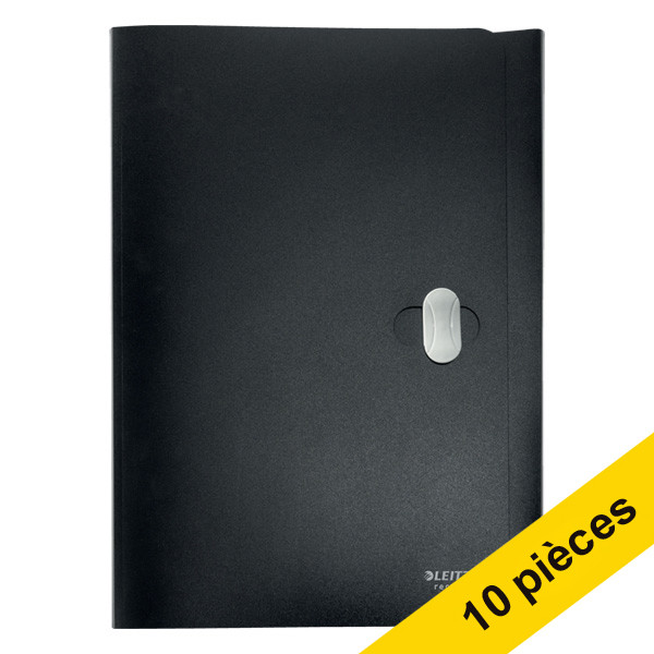 Offre : 10x Leitz Recycle chemise à 3 rabats A4 avec fermeture - noir 280025 - 1