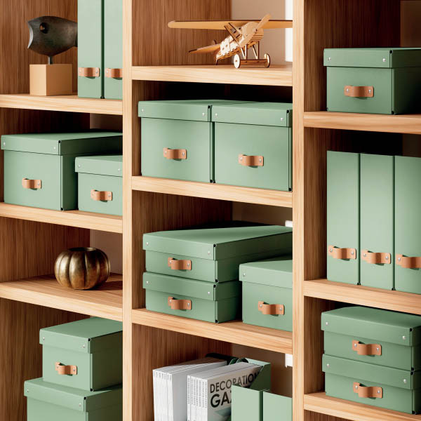 Leitz Puro boîte de rangement en carton petite taille avec poignées en cuir (2 pièces) - vert 213446 - 3