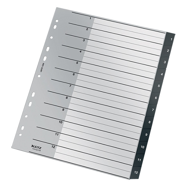 Leitz Recycle intercalaires A4 en plastique avec 12 onglets (11 trous) - noir 226471 - 4