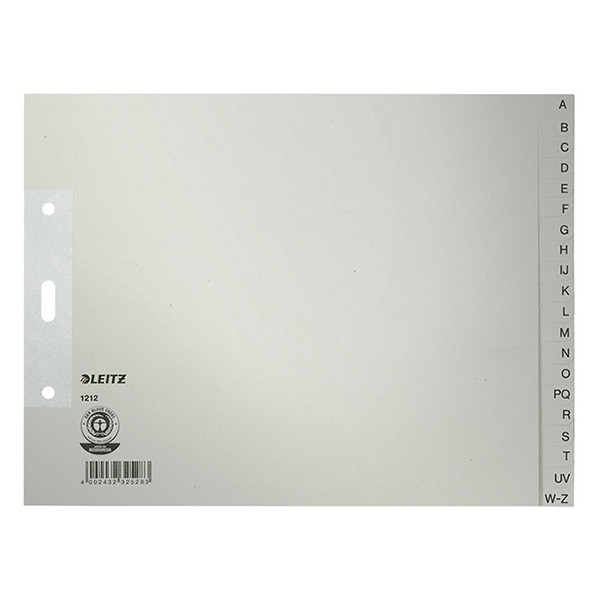 Leitz intercalaires A4 1/2 en carton avec onglets A-Z (2 trous) - gris 226278 - 1