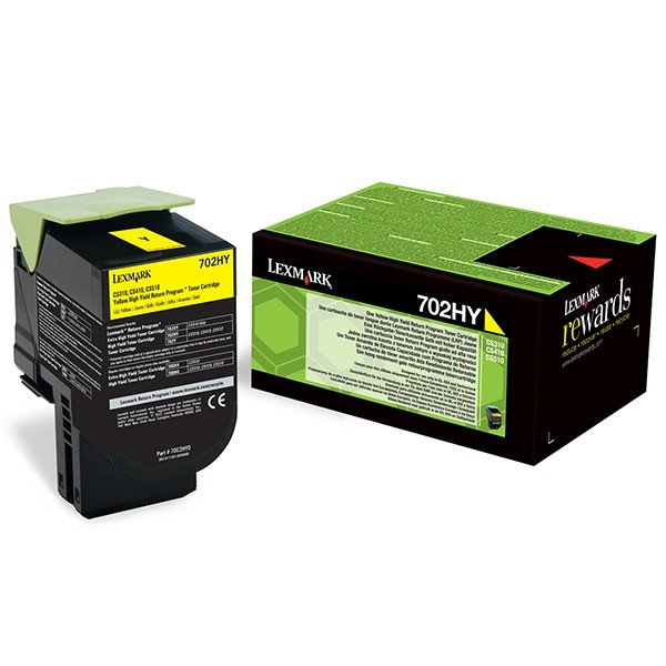 Lexmark 702HY (70C2HY0) toner haute capacité (d'origine) - jaune 037252 - 1