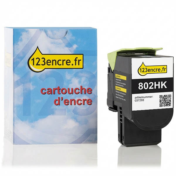 Lexmark 802HK (80C2HK0) toner haute capacité (marque 123encre) - noir 037293 - 1