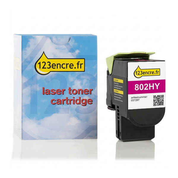 Lexmark 802HM (80C2HM0) toner haute capacité (marque 123encre) - magenta 037297 - 1
