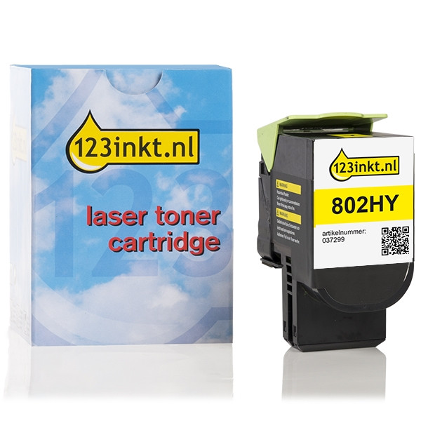 Lexmark 802HY (80C2HY0) toner haute capacité (marque 123encre) - jaune 037299 - 1