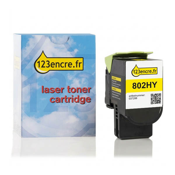 Lexmark 802HY (80C2HY0) toner haute capacité (marque 123encre) - jaune 037299 - 1