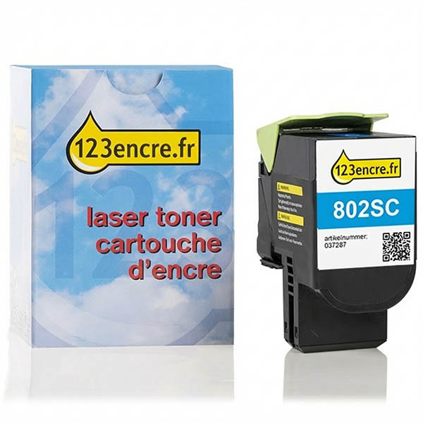 Lexmark 802SC (80C2SC0) toner (marque 123encre) - cyan 037287 - 1