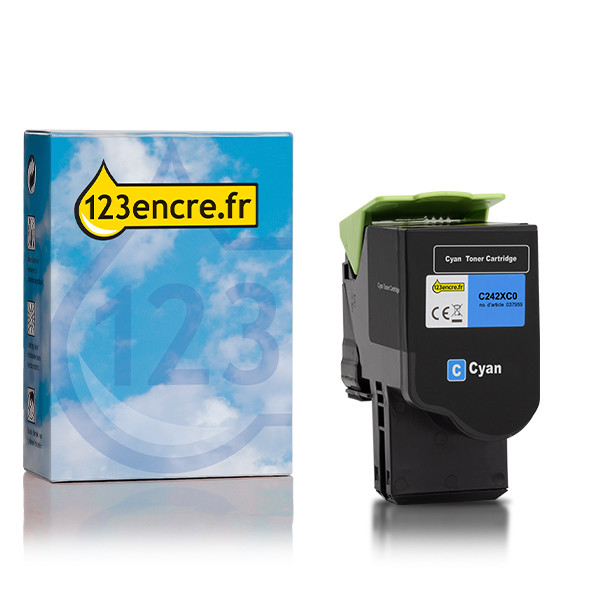 Lexmark C242XC0 toner extra haute capacité (marque 123encre) - cyan 037959 - 1