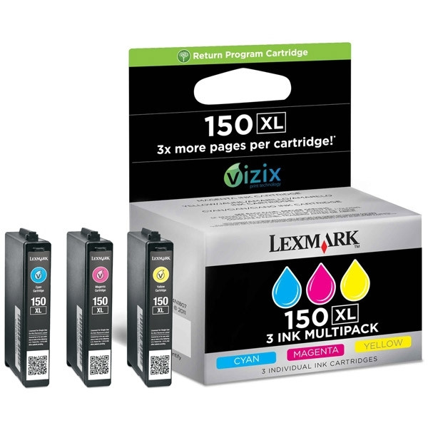 Lexmark N°150XL (14N1807E) multipack C/M/Y (d'origine) 040482 - 1