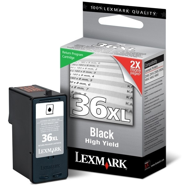 Lexmark N°36XL (18C2170E) cartouche d'encre haute capacité (d'origine) - noir 040375 - 1