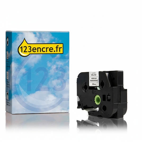 Marque 123encre remplace Brother STe-151 ruban pochoir 24 mm - noir sur transparent 080697 - 1