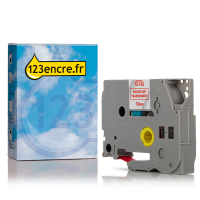 Marque 123encre remplace Brother TZe-132 ruban 12 mm - rouge sur transparent 080617