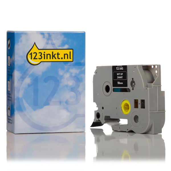 Marque 123encre remplace Brother TZe-345 ruban 18 mm- blanc sur noir 080467 - 1