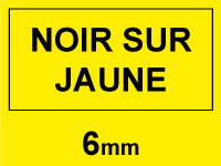 Marque 123encre remplace Brother TZe-611 ruban 6 mm- noir sur jaune 080491 - 1