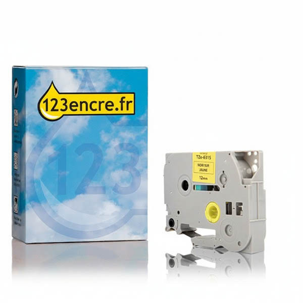 Marque 123encre remplace Brother TZe-631S ruban 12 mm - noir sur jaune 080553 - 1