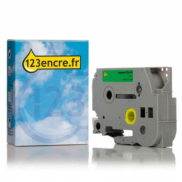 Marque 123encre remplace Brother TZe-741 ruban 18 mm - noir sur vert 080499 - 1
