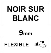 Marque 123encre remplace Brother TZe-FX221 ruban Flexi ID 9 mm- noir sur blanc 080815 - 1