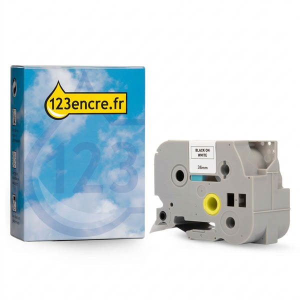 Marque 123encre remplace Brother TZe-FX261 Flexi ID tape noir sur blanc 36 mm 080823 - 1
