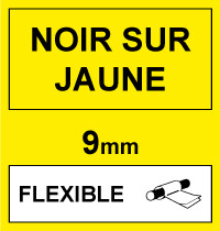 Marque 123encre remplace Brother TZe-FX621 cassette à ruban Flexi ID 9 mm- noir sur jaune 080827 - 1