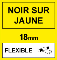 Marque 123encre remplace Brother TZe-FX641 cassette à ruban Flexi ID 18 mm- noir sur jaune 080831 - 1