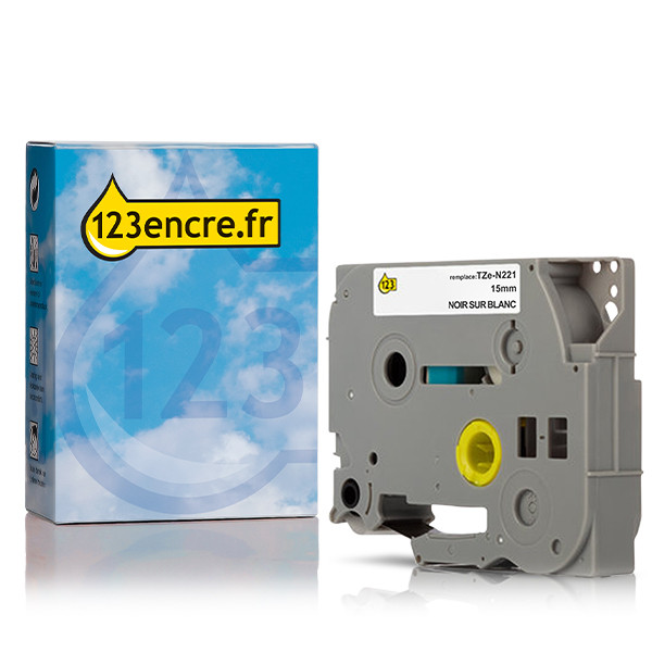 Marque 123encre remplace Brother TZe-N201 ruban non laminé 3,5 mm- noir sur blanc 080609 - 1