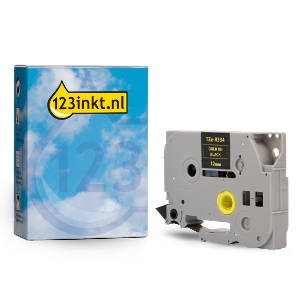 Marque 123encre remplace Brother TZe-R334 cassette à ruban 12 mm- or sur noir 350531 - 1