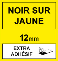 Marque 123encre remplace Brother TZe-S631 ruban à forte adhérence 12 mm- noir sur jaune 080685 - 1