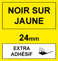Marque 123encre remplace Brother TZe-S651 ruban à forte adhérence 24 mm - noir sur jaune 080689 - 1