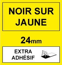 Marque 123encre remplace Brother TZe-S651 ruban à forte adhérence 24 mm - noir sur jaune 080689