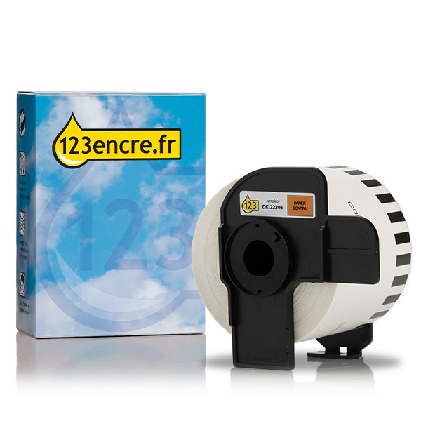 Marque 123encre remplace Brother DK-22205 ruban de papier continu - noir sur orange 080806 - 1