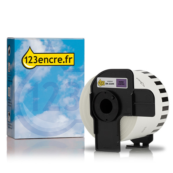 Marque 123encre remplace Brother DK-22205 ruban de papier continu - noir sur violet 080807 - 1