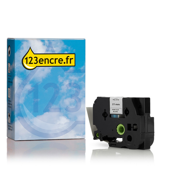 Marque 123encre remplace Brother HSe-251E ruban thermorétractable  21 mm - noir sur blanc 089259 - 1