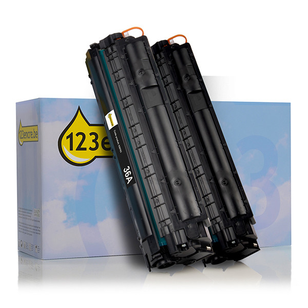 Marque 123encre remplace HP 36AD (CB436AD) toner duopack - noir 132161 - 1
